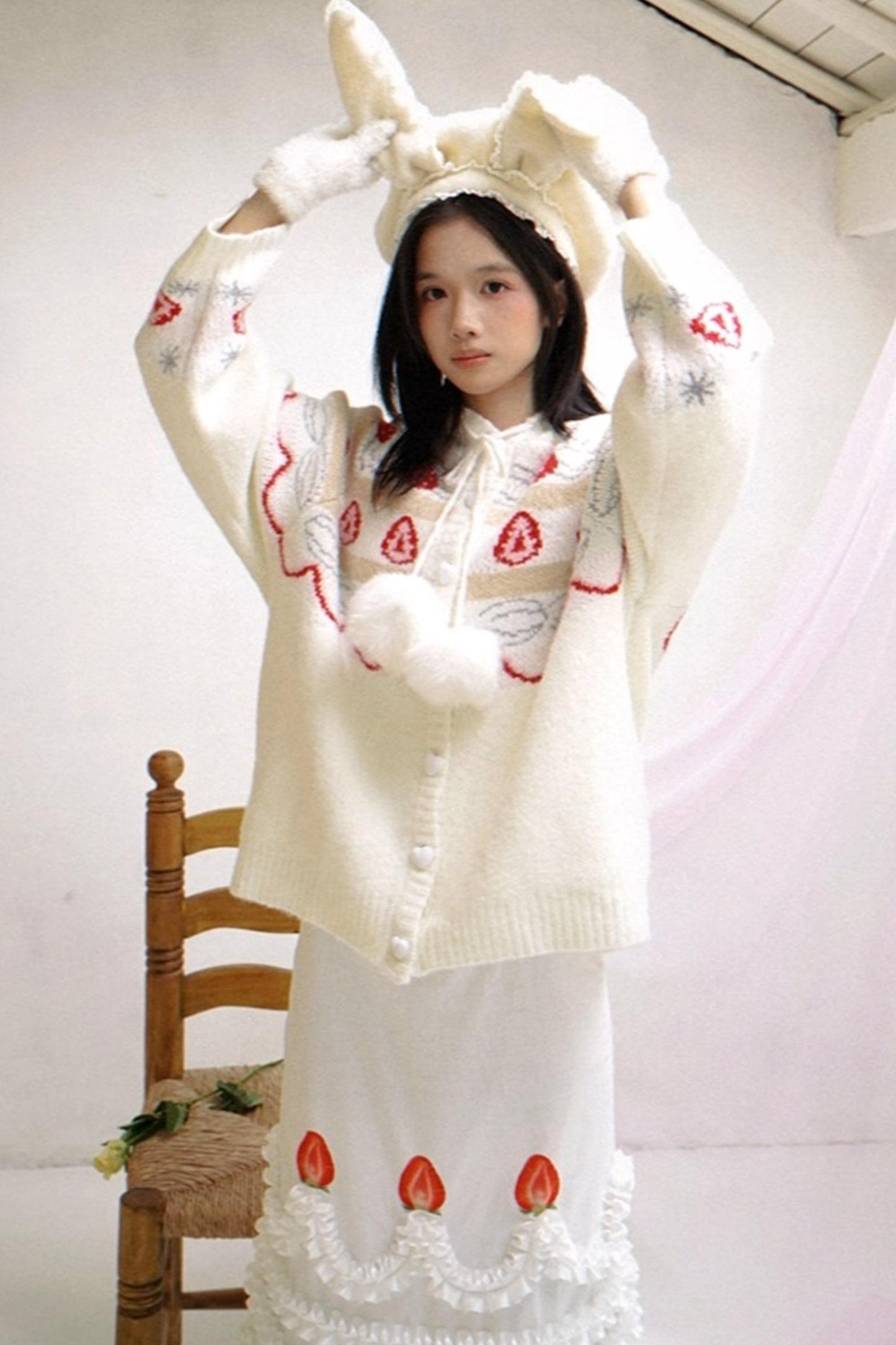 Happy Birthday Strawberry Mohair Cardigan