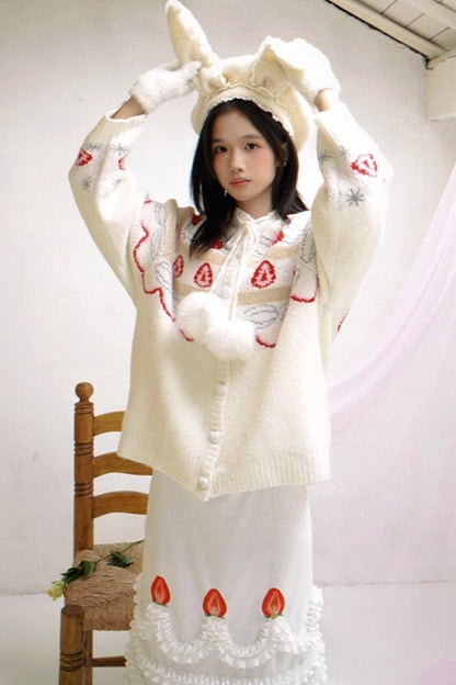 Happy Birthday Strawberry Mohair Cardigan