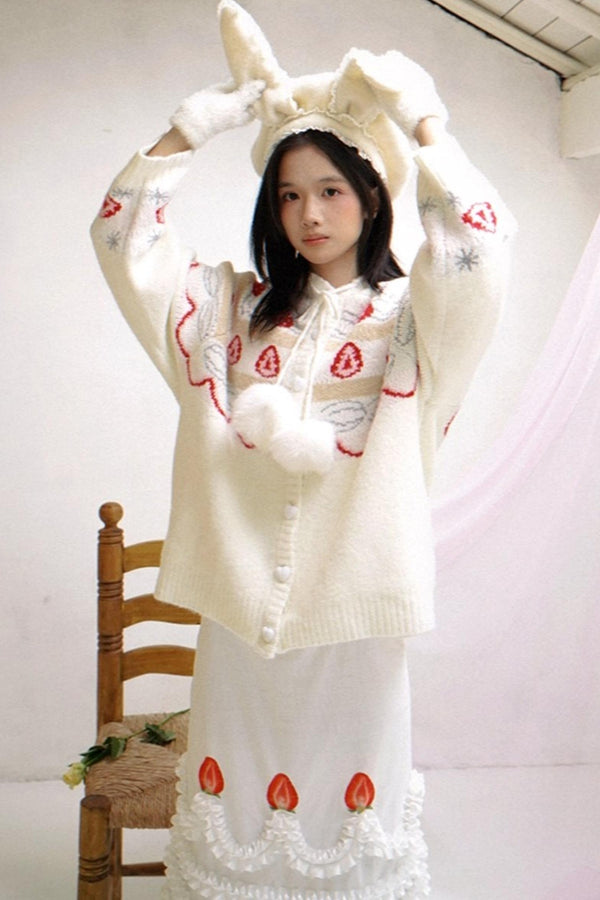 Happy Birthday Strawberry Mohair Cardigan