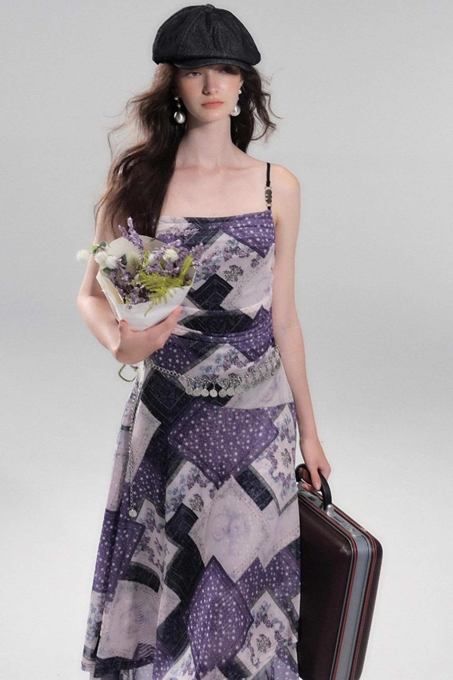 Vintage Collage Mesh Slip Dress