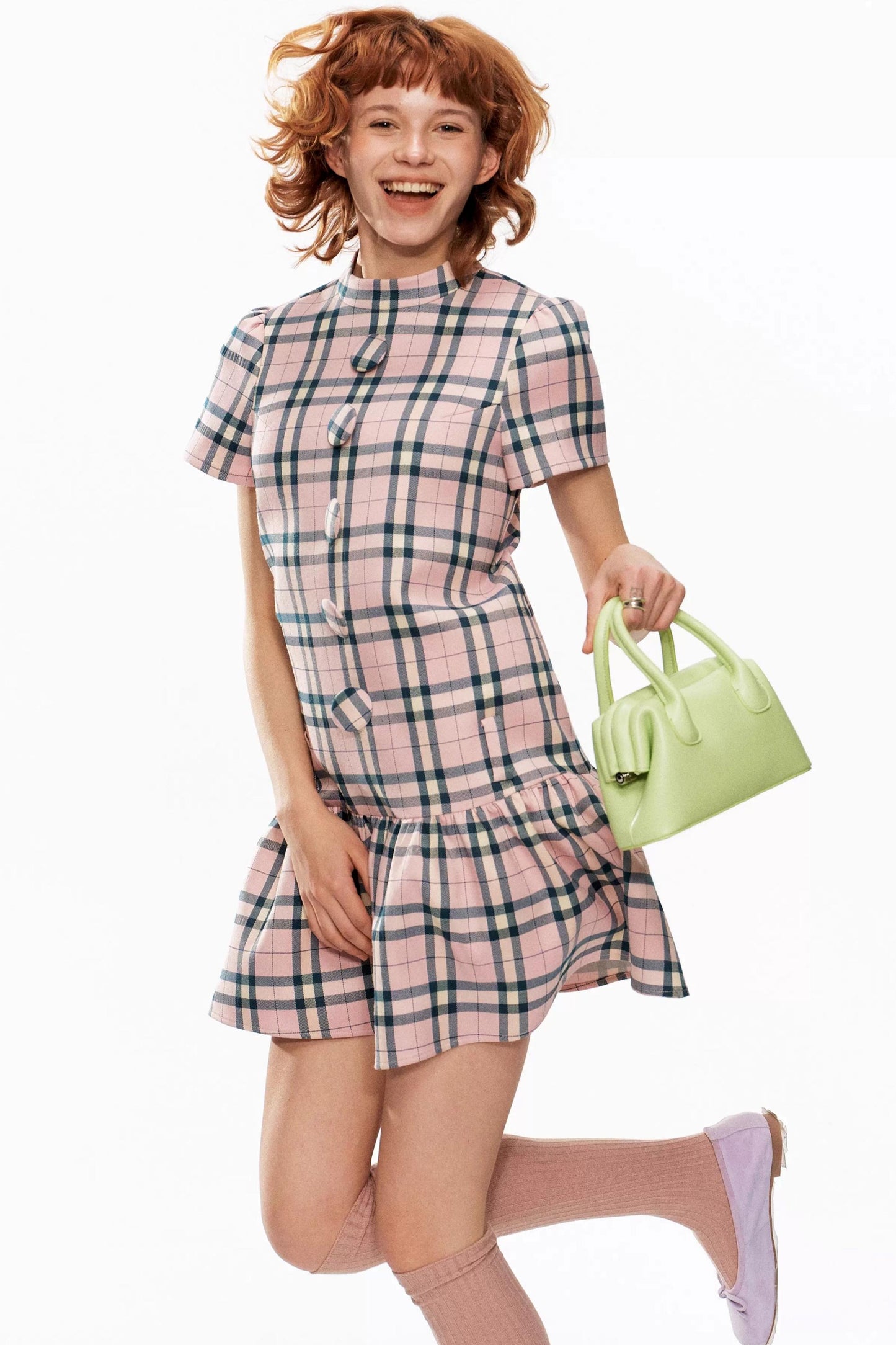 Pink Plaid A-Line Dress