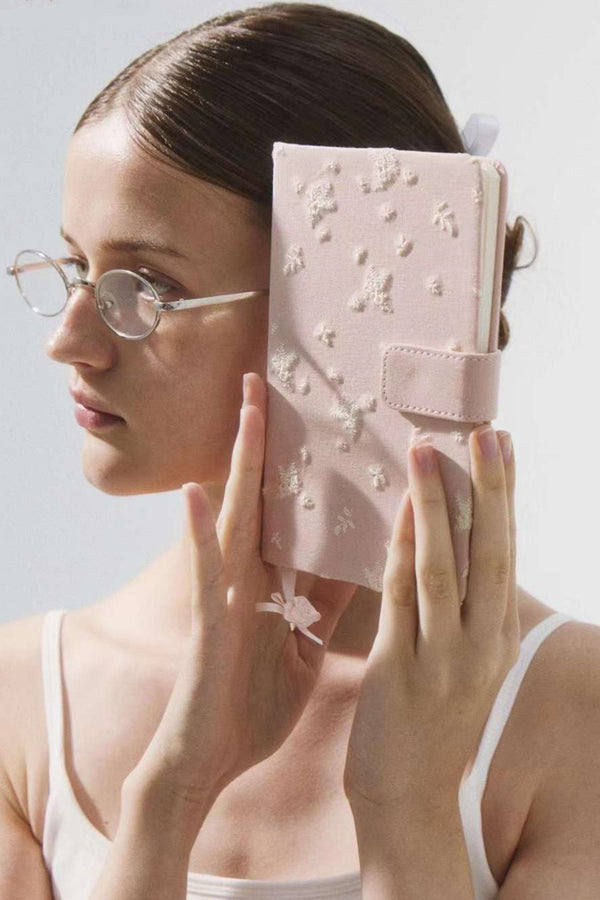 Handmade Rose Stitch Fabric Journal Notebook