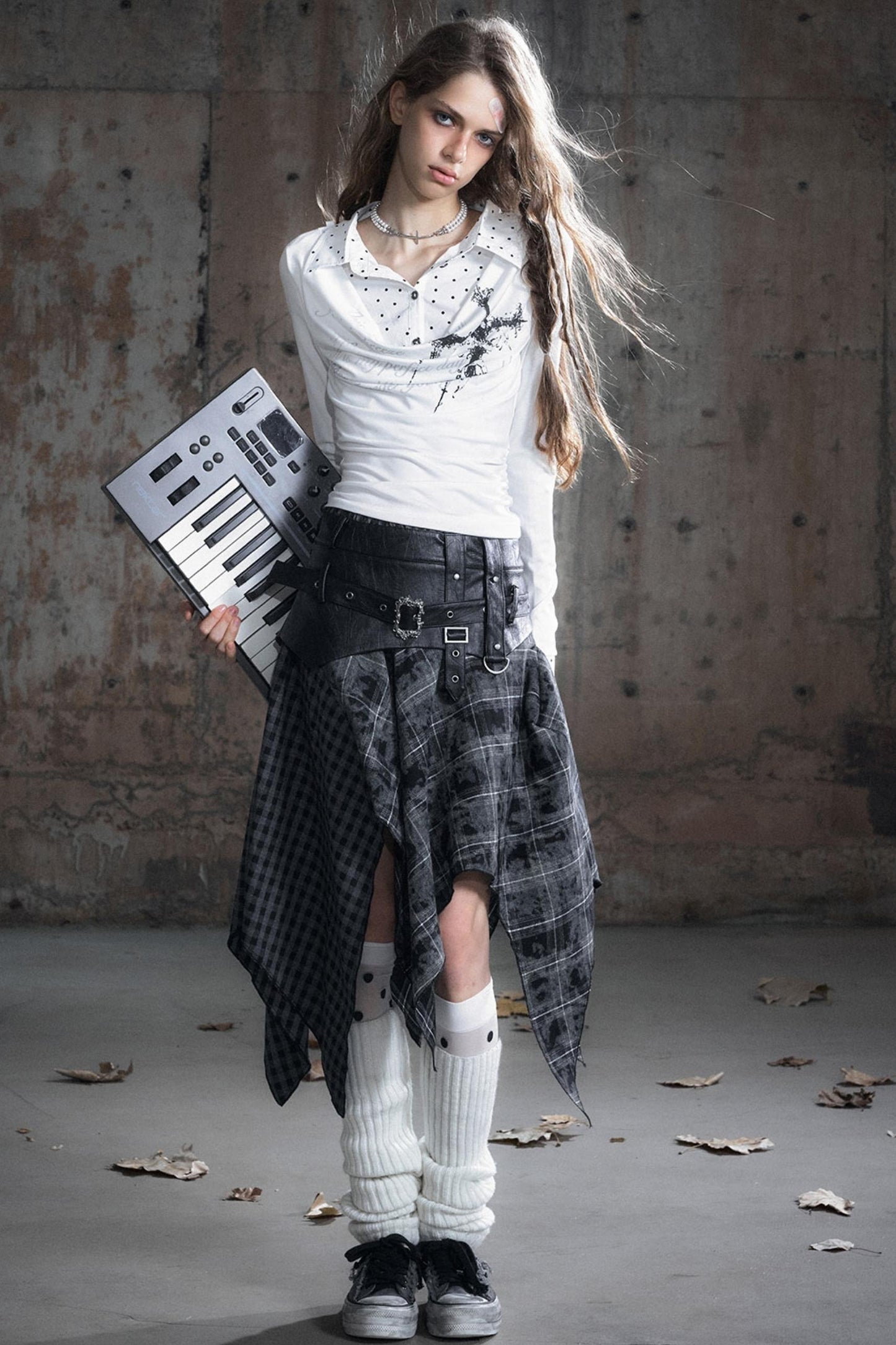 Velvet Plaid Midi Skirt