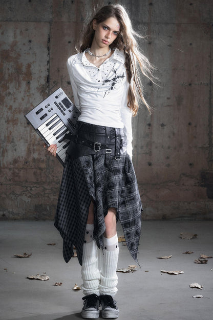 Velvet Plaid Midi Skirt