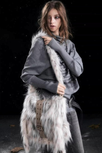 Punk Rabbit Ear Furry Bag