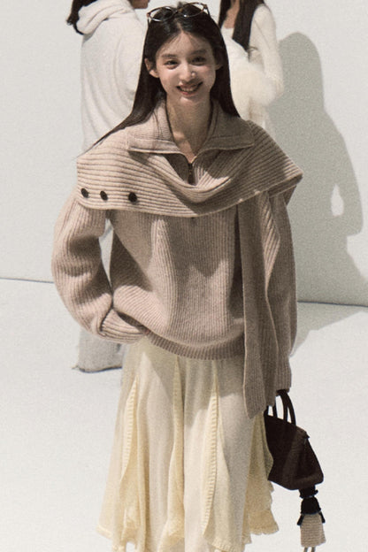 Wool Jacquard Ruffle Skirt