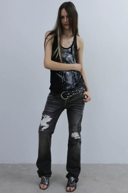 Jeans Strappati a Vita Bassa