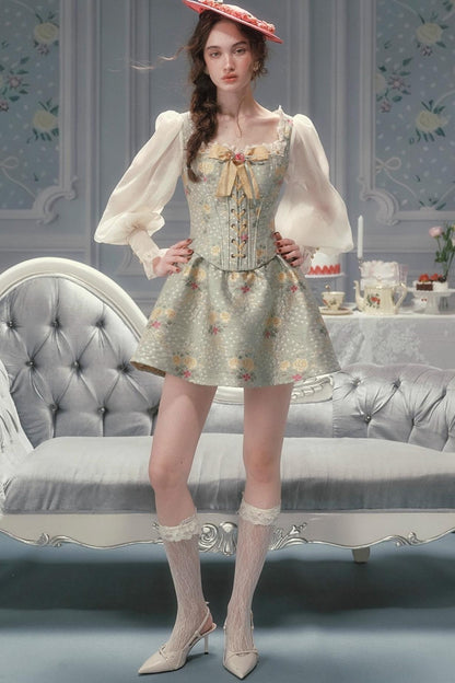 French Vintage Herringbone Dress