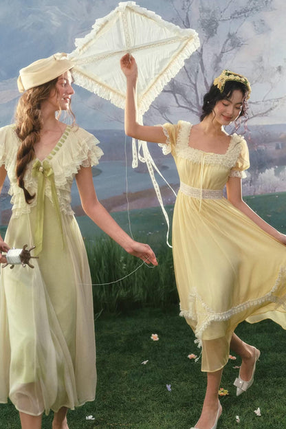 Lace Yellow Retro Dress
