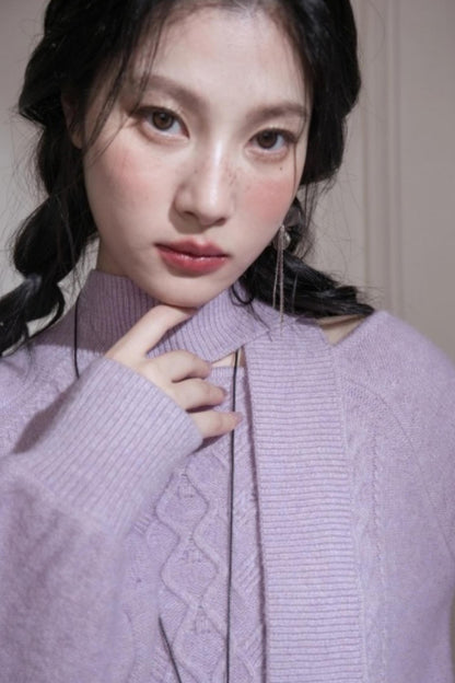 Violet Wool Lantern Sleeve Sweater