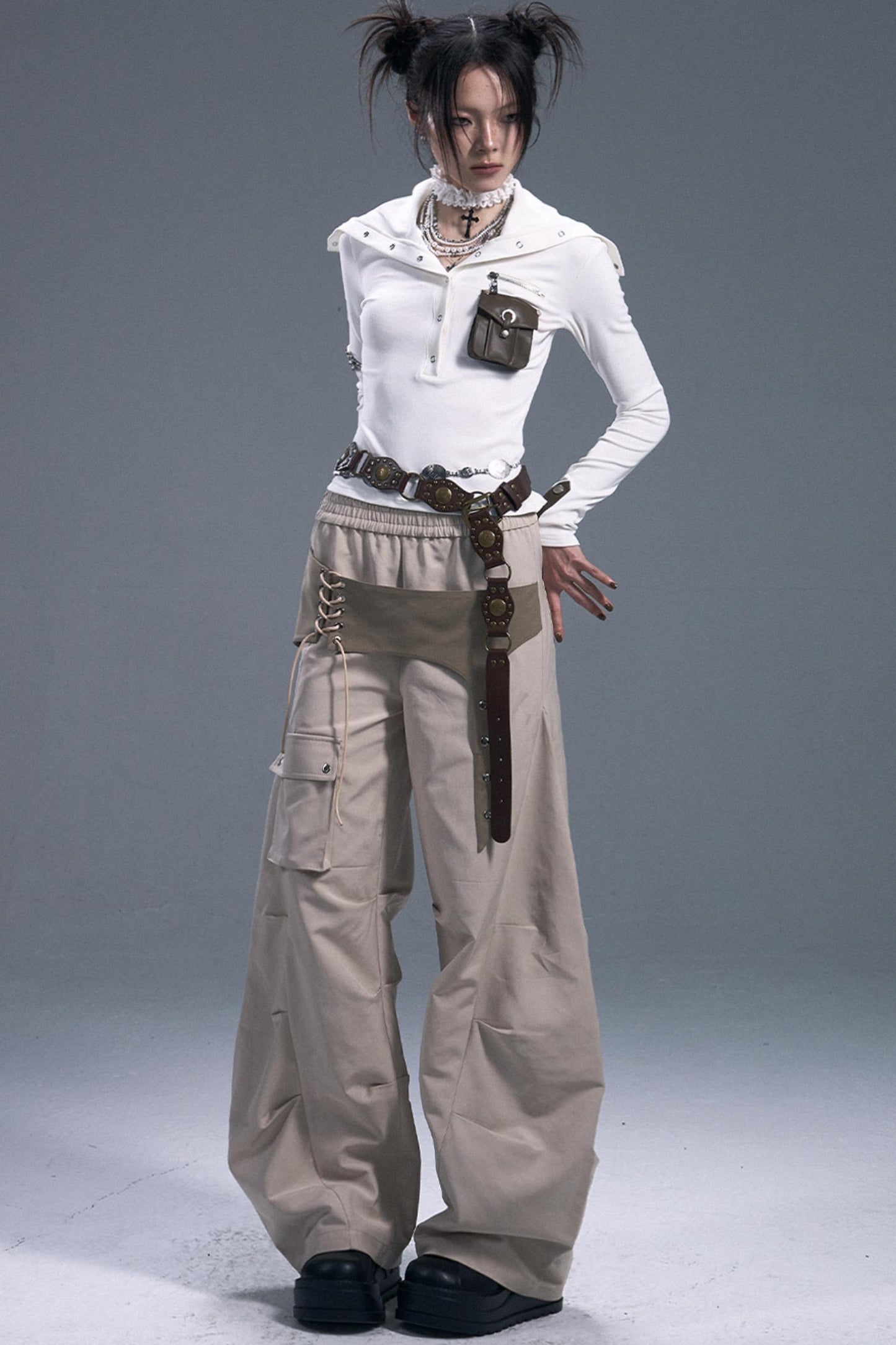 Vintage Lace-Up Cargo Pants