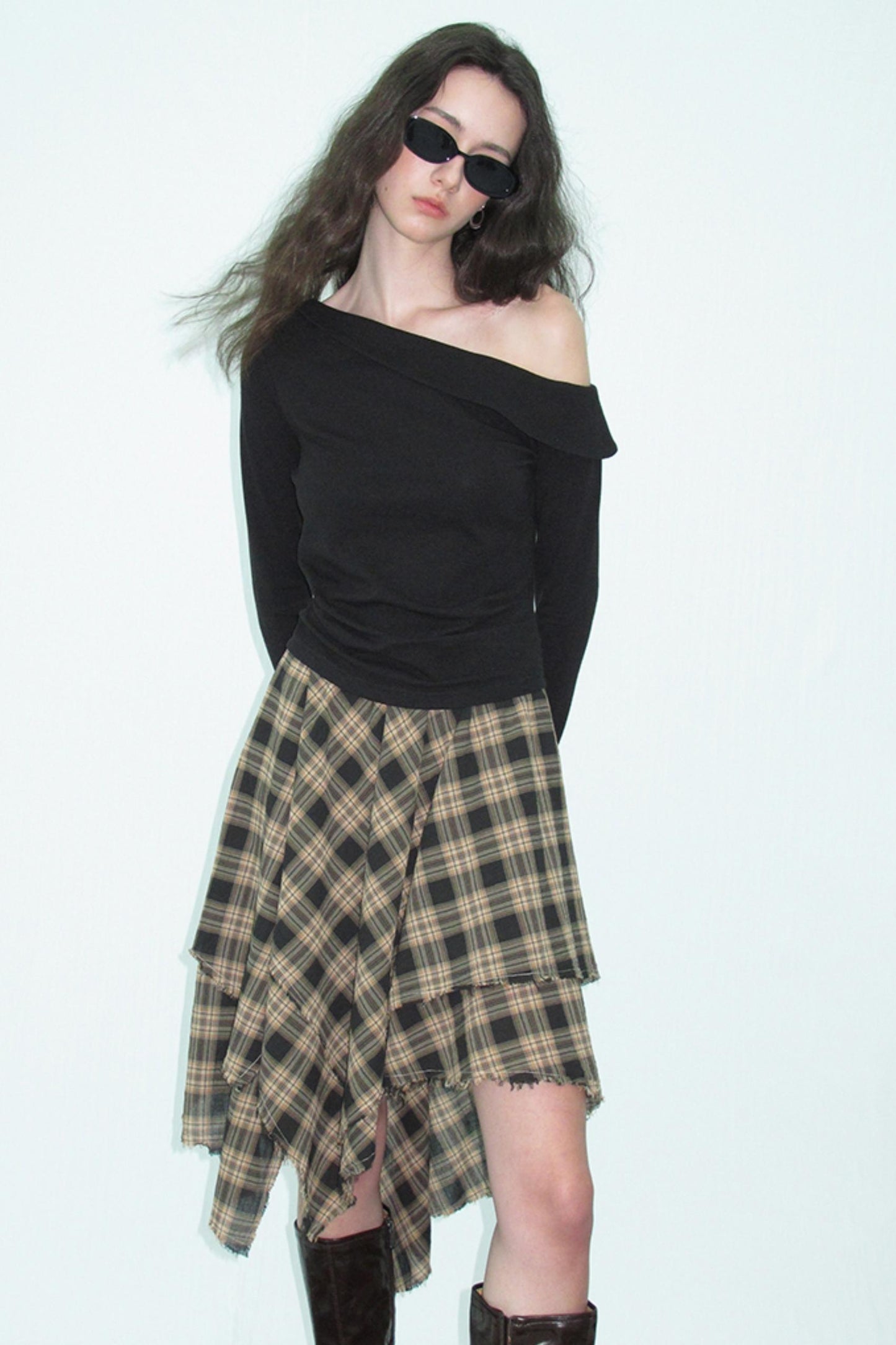 Wood Grain Pleat Skirt