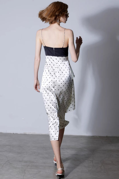 Retro Polka Dot Satin Dress