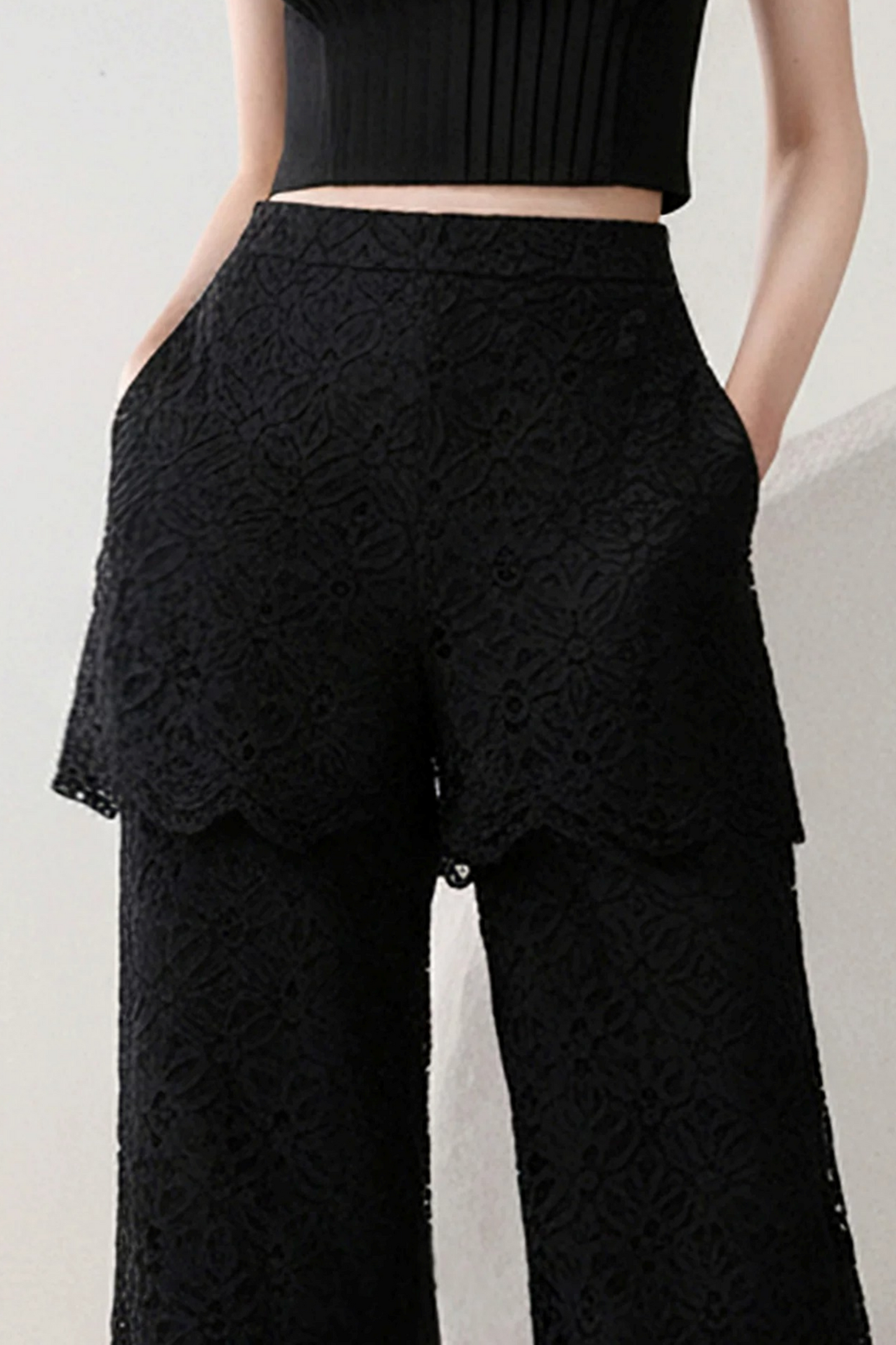 Elegant Night Shadow Top Pants Set-Up