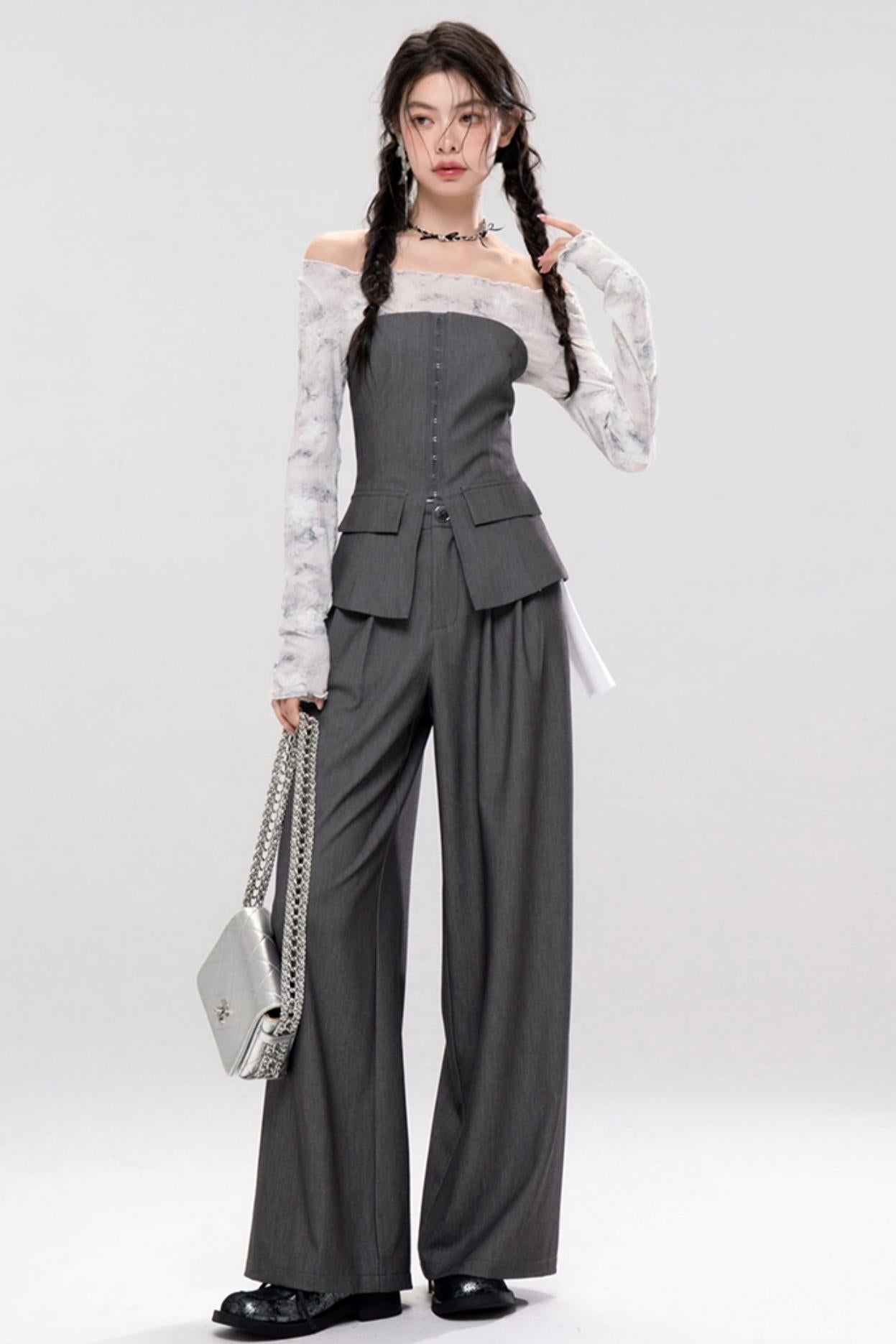 Chic Fishbone Corset & Pants Set-Up