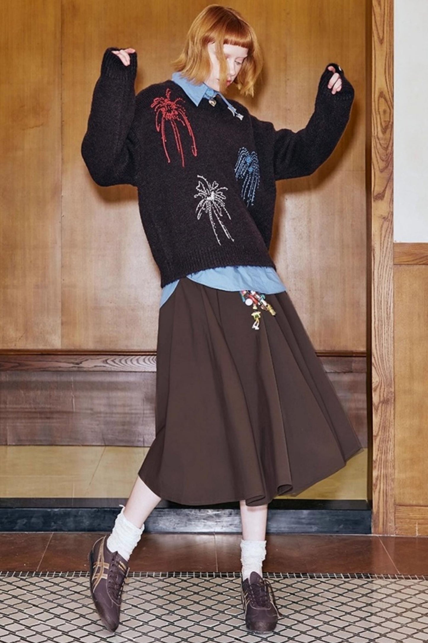 Elegant Pleated Midi Length Skirt