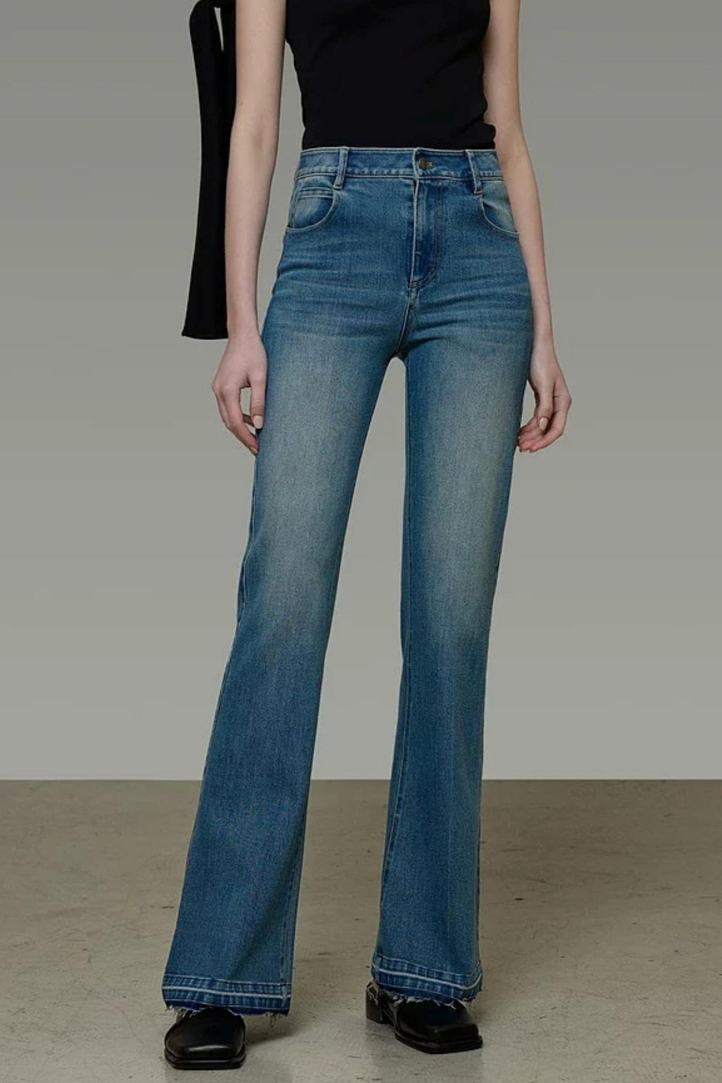French Flared Denim Pants
