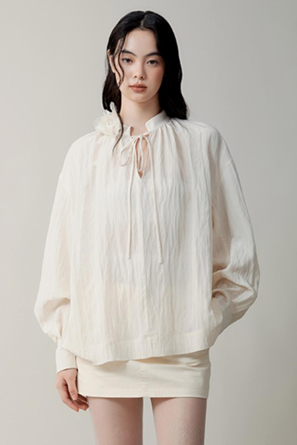 Dust Mist Rose Chinese Collar Top