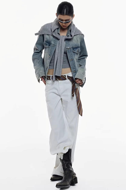 Handgefertigte Jeansjacke mit Silberverzierung