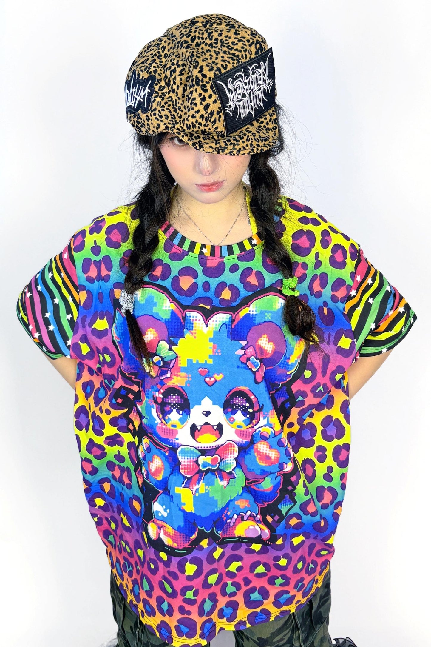 Rainbow Color Cotton Loose T-shirt