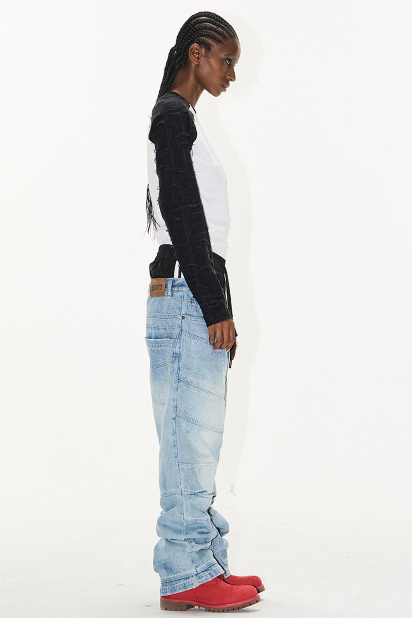 Double-Waist Denim Pants