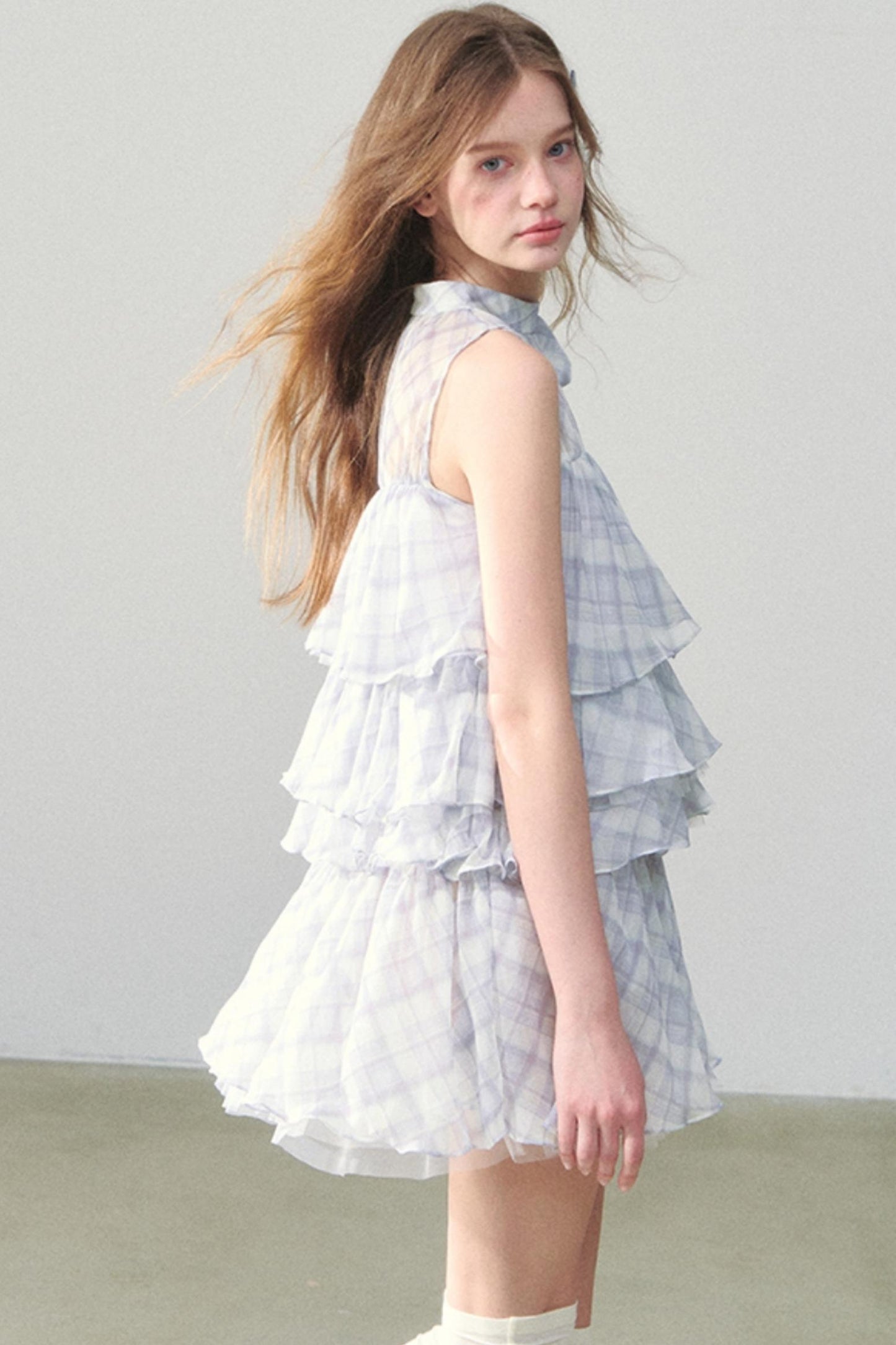 Light Blue Gingham Tutu Dress