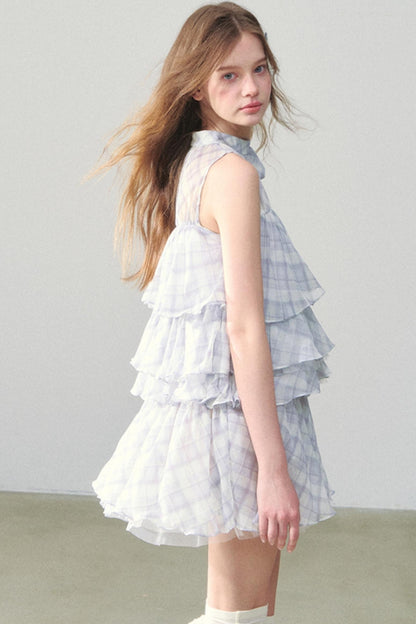 Light Blue Gingham Tutu Dress