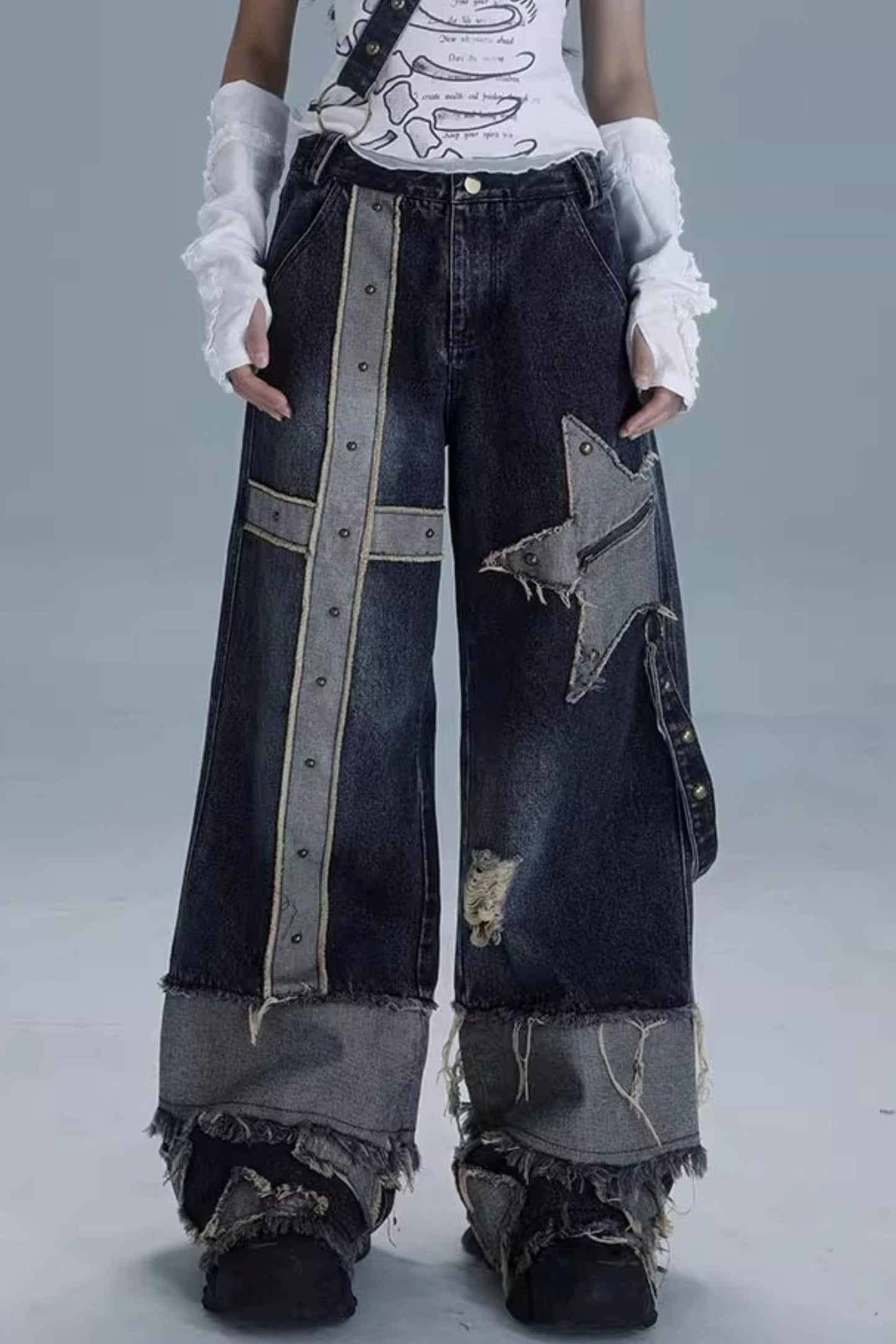 Denim Wide-Leg Trousers