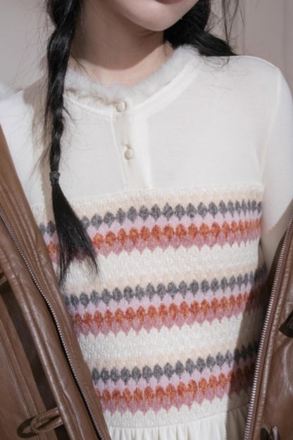 Frosted Milk Apricot Knitted Dress