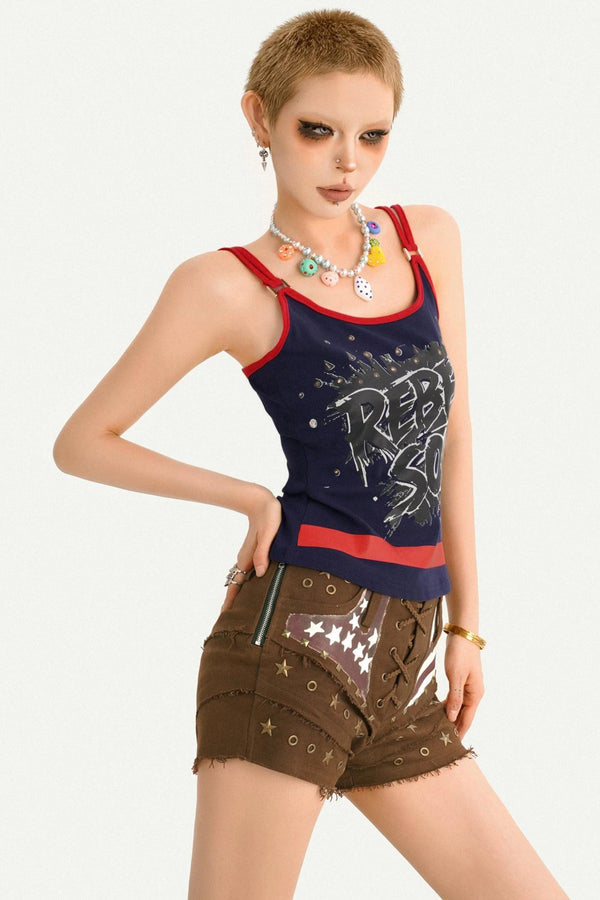 Retro Halter Color-Block Top