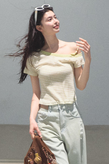 Embroidered Slim Fit Off-the-Shoulder Top