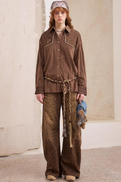 Suede Beaded Embroidered Shirt