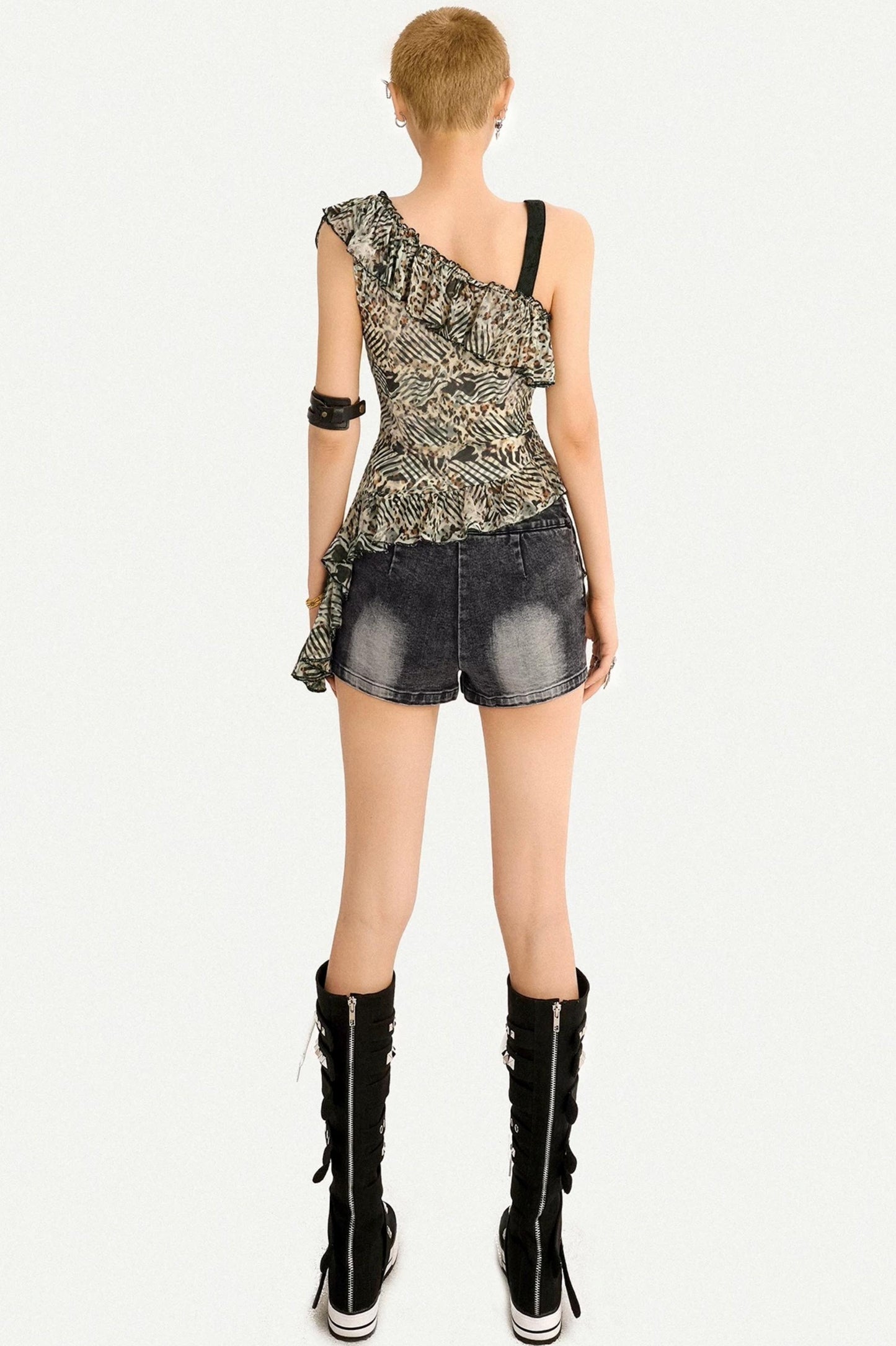 Retro Leopard Ruffle Vest