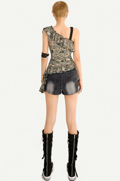 Retro Leopard Ruffle Vest