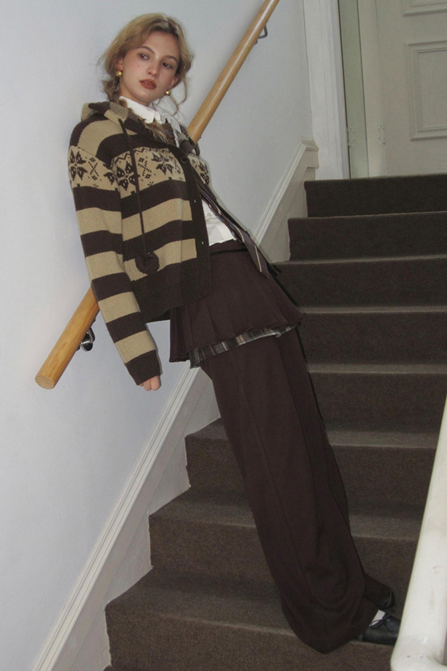 American Retro Fair Isle Wool Cardigan