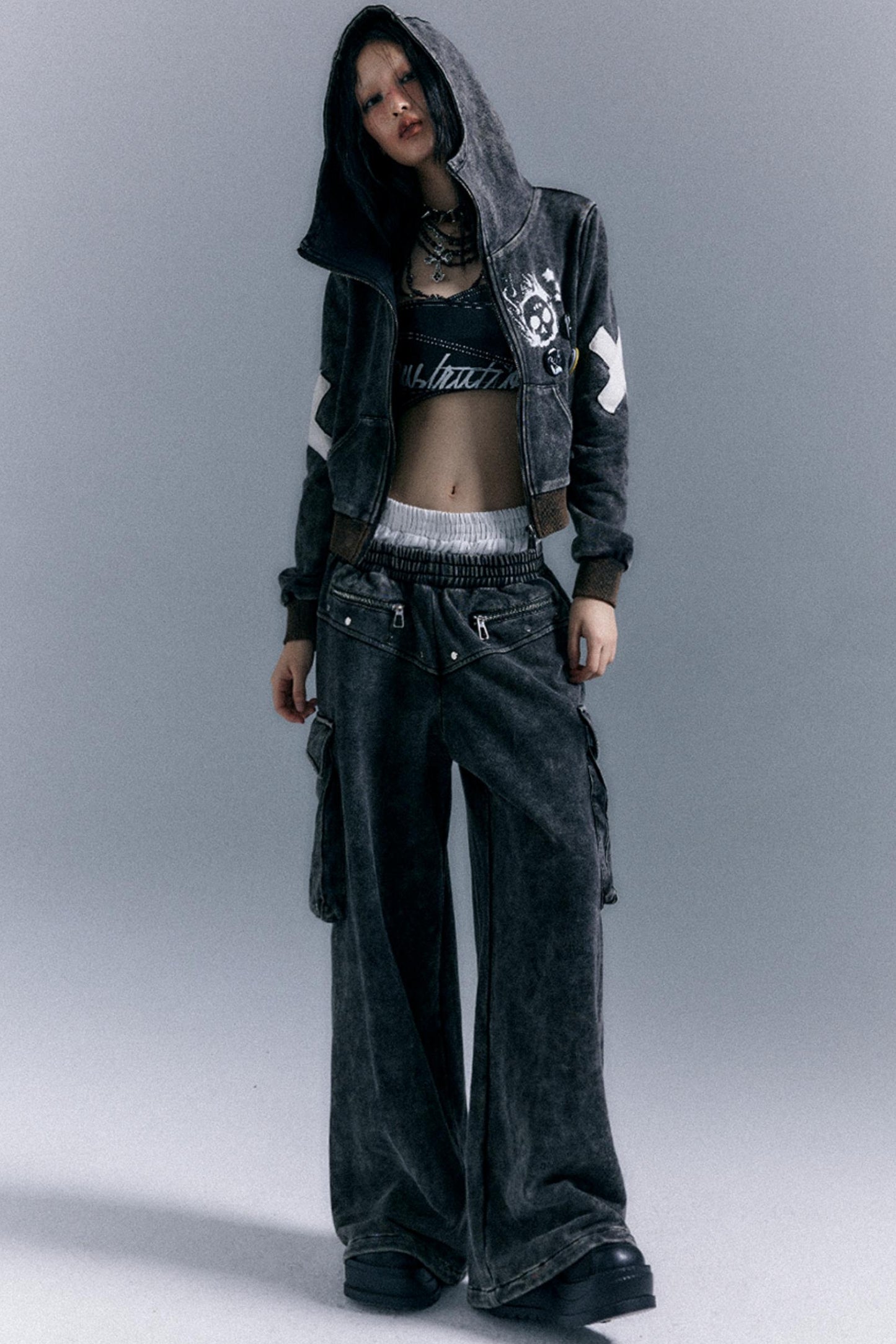 Double Waistband Wide-Leg Trousers