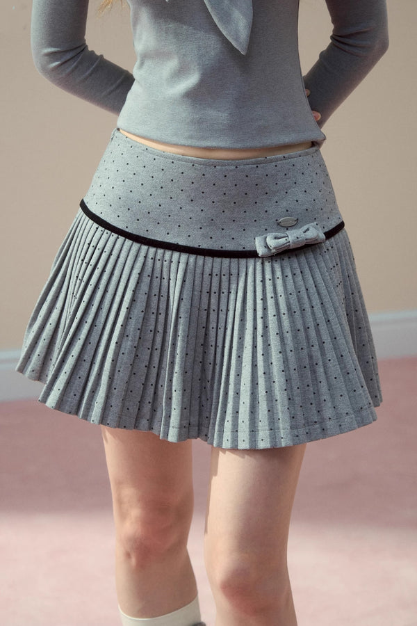 Gray Polka Dot A-Line Skirt