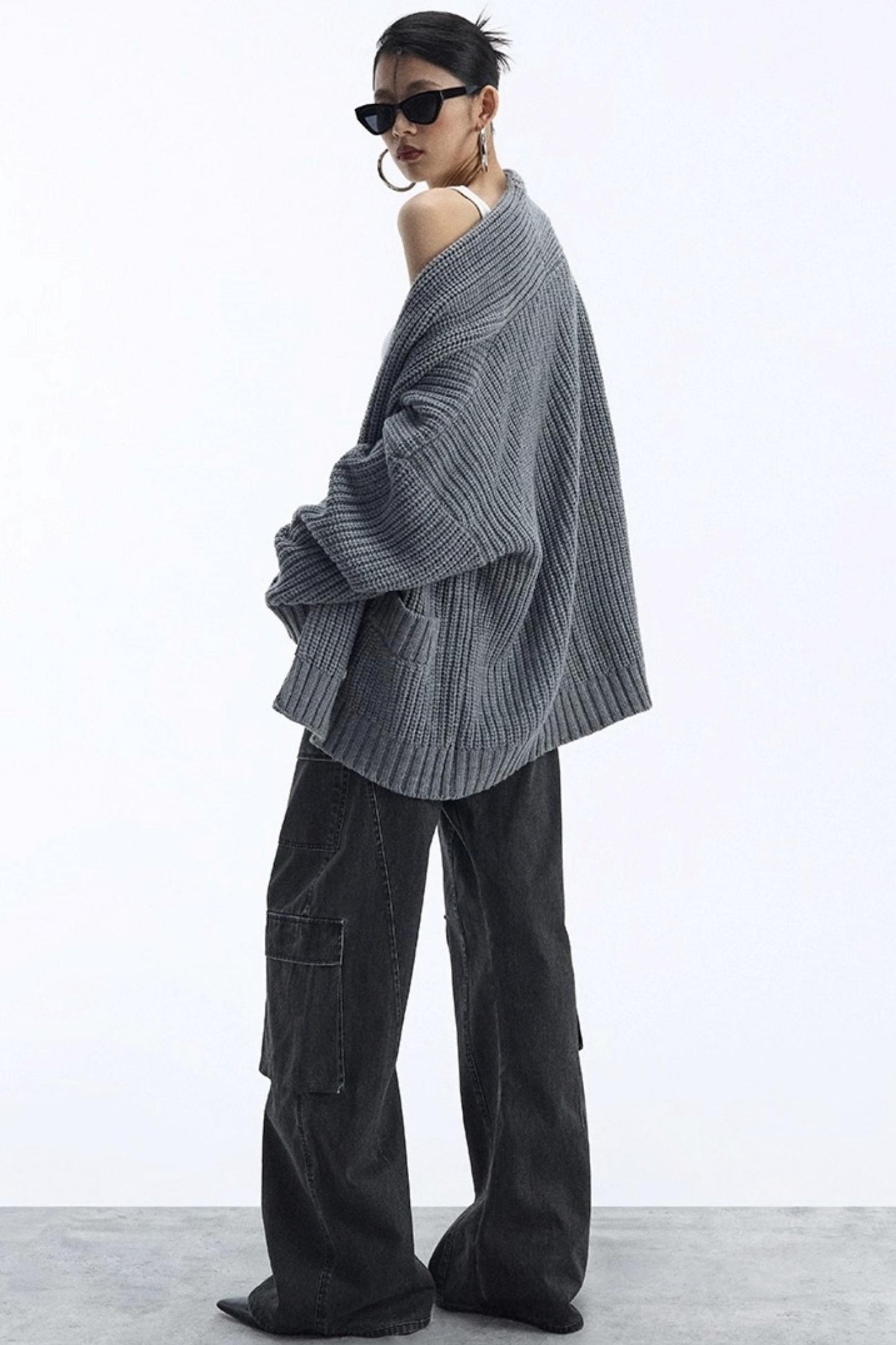 Lazy Style Large Pocket Knitted Cardigan