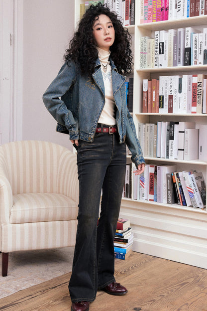 Autumn Retro Slim Denim Trousers