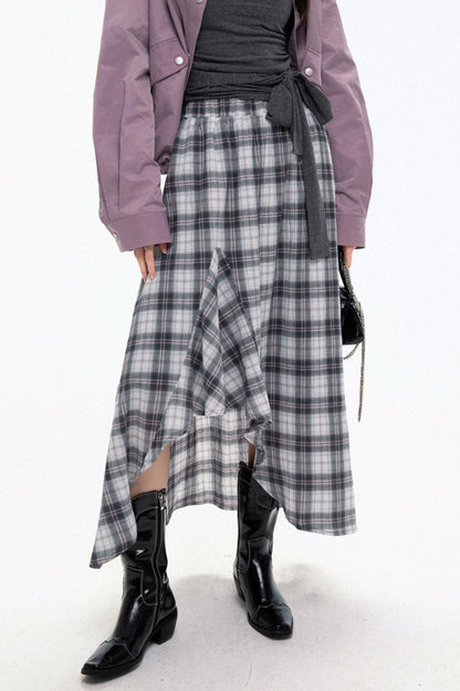 Ash Pink Plaid Large Skirt