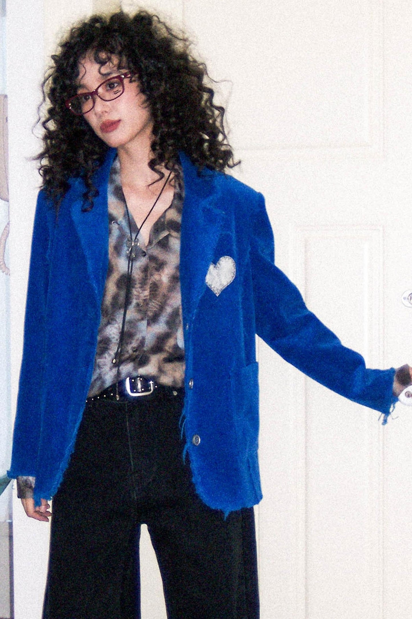 Vintage Leopard Print Cuban Collar Long-Sleeved Shirt