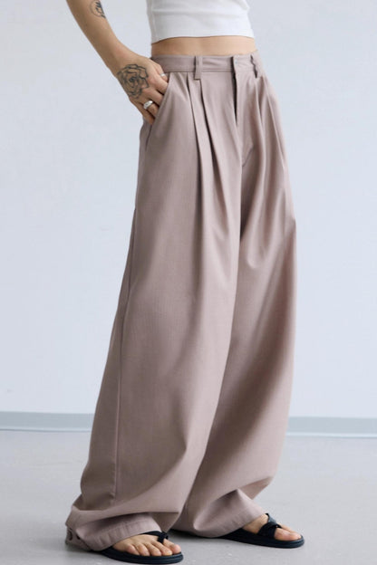 Lotus Root Pink Striped Wide-Leg Pants