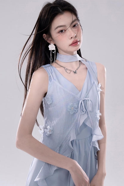 Floral Embroidered Cardigan Dress Set