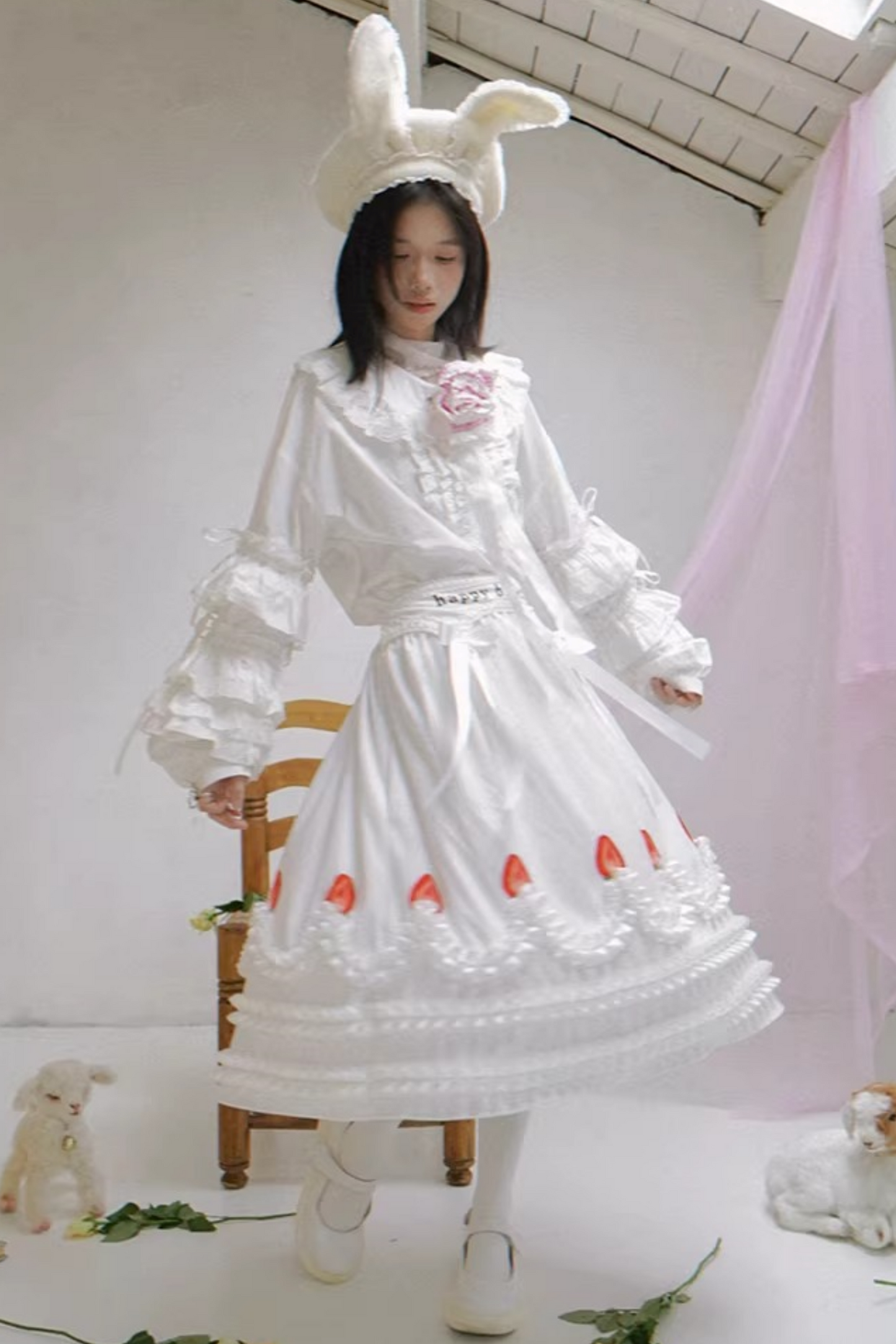 Strawberry Print Skirt Dress