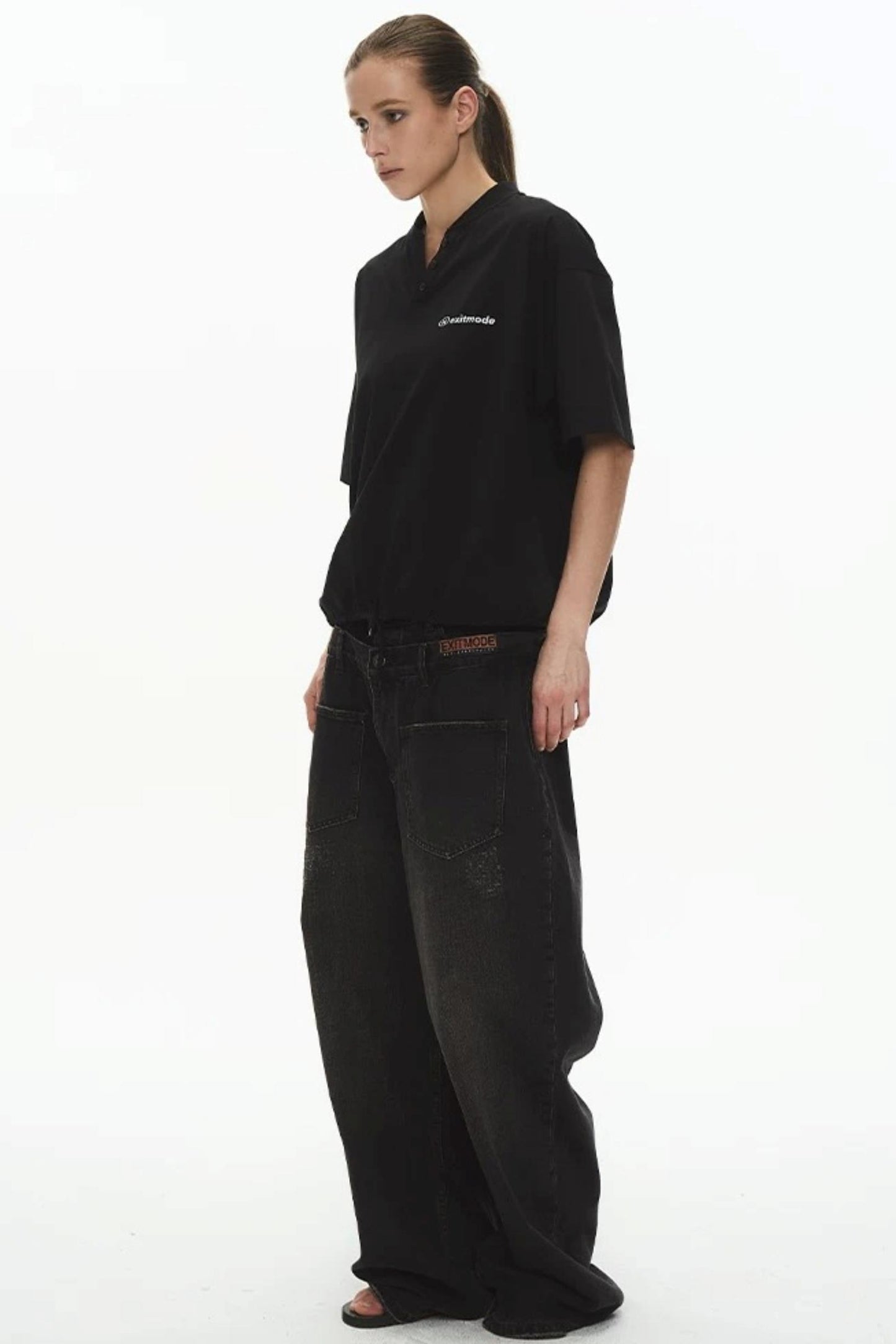 Ice-Feel Drawstring V-Neck T-Shirt