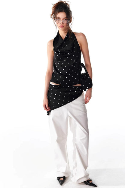 Silver Polka Dot Silk Scarf