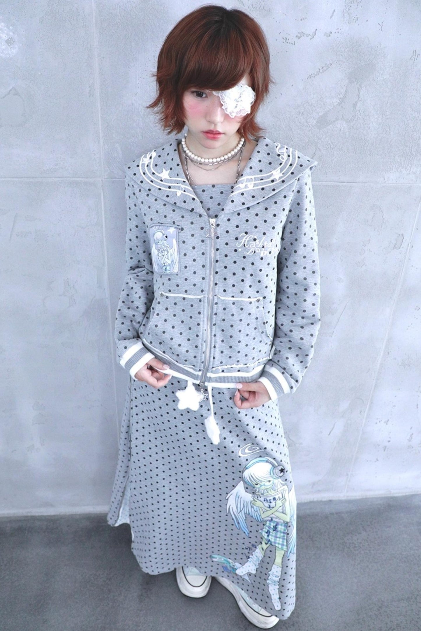 Original Polka Dot Embroidery Sailor Uniform Jacket