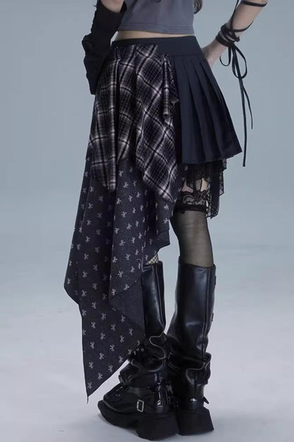 Plaid Embroidery Skirt