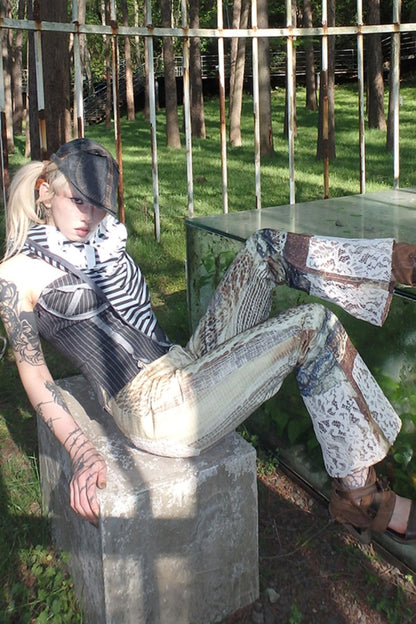 Spiderweb Patchwork Micro Pants