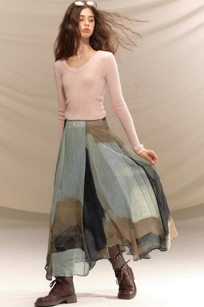 Amber Georgette Patchwork Skirt